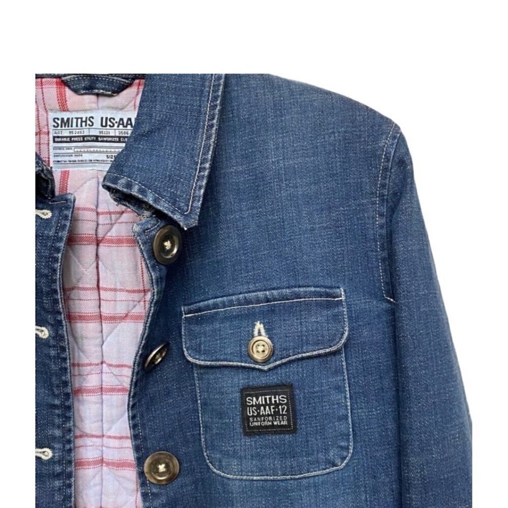 Smiths US-AAF Women’s Blue Denim Utility Workwear Quilted Jean Jacket - Picture 3 of 7